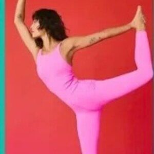 NWOT FP Movement High Neck Good Karma Onesie Pink Berry M/L